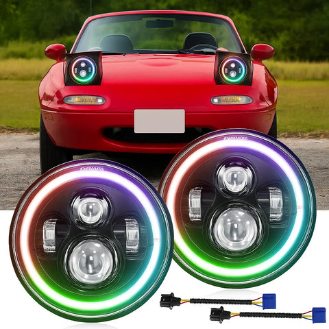 NA Miata RGB LED 7" Headlights (Pair)  Plug N' Play