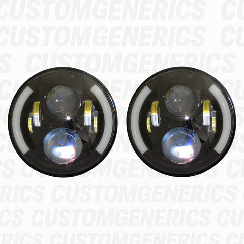 NA Miata Semi-Halo LED 7" Headlights (Pair)  Plug N' Play